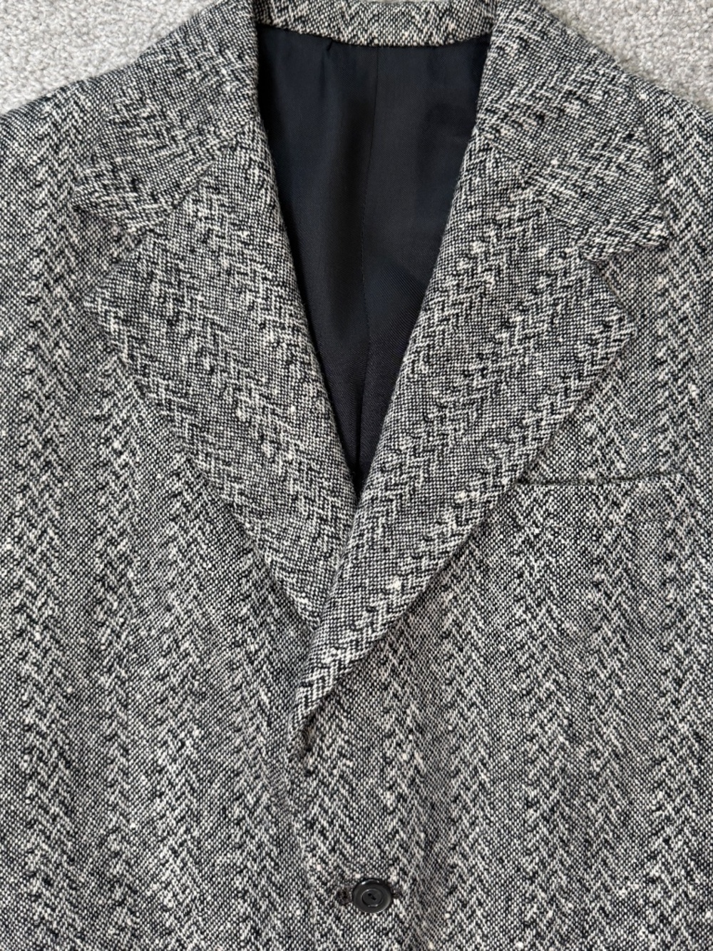 Vintage Wool Tweed Herringbone Sport Coat Blazer Grey - Picture 5 of 16